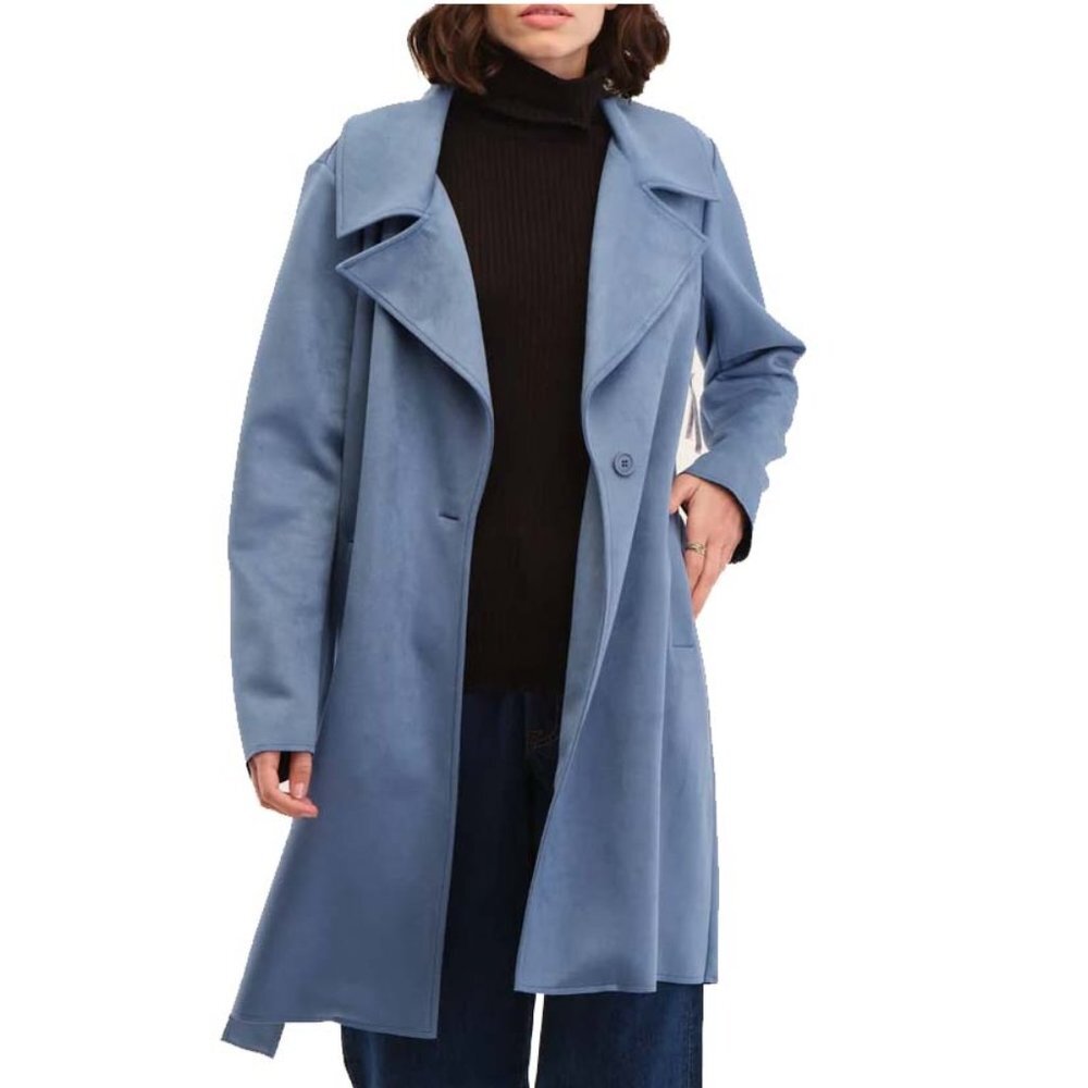 NWT Eli Tahari Women's Single Button Faux Suede Coat Jacket Small S